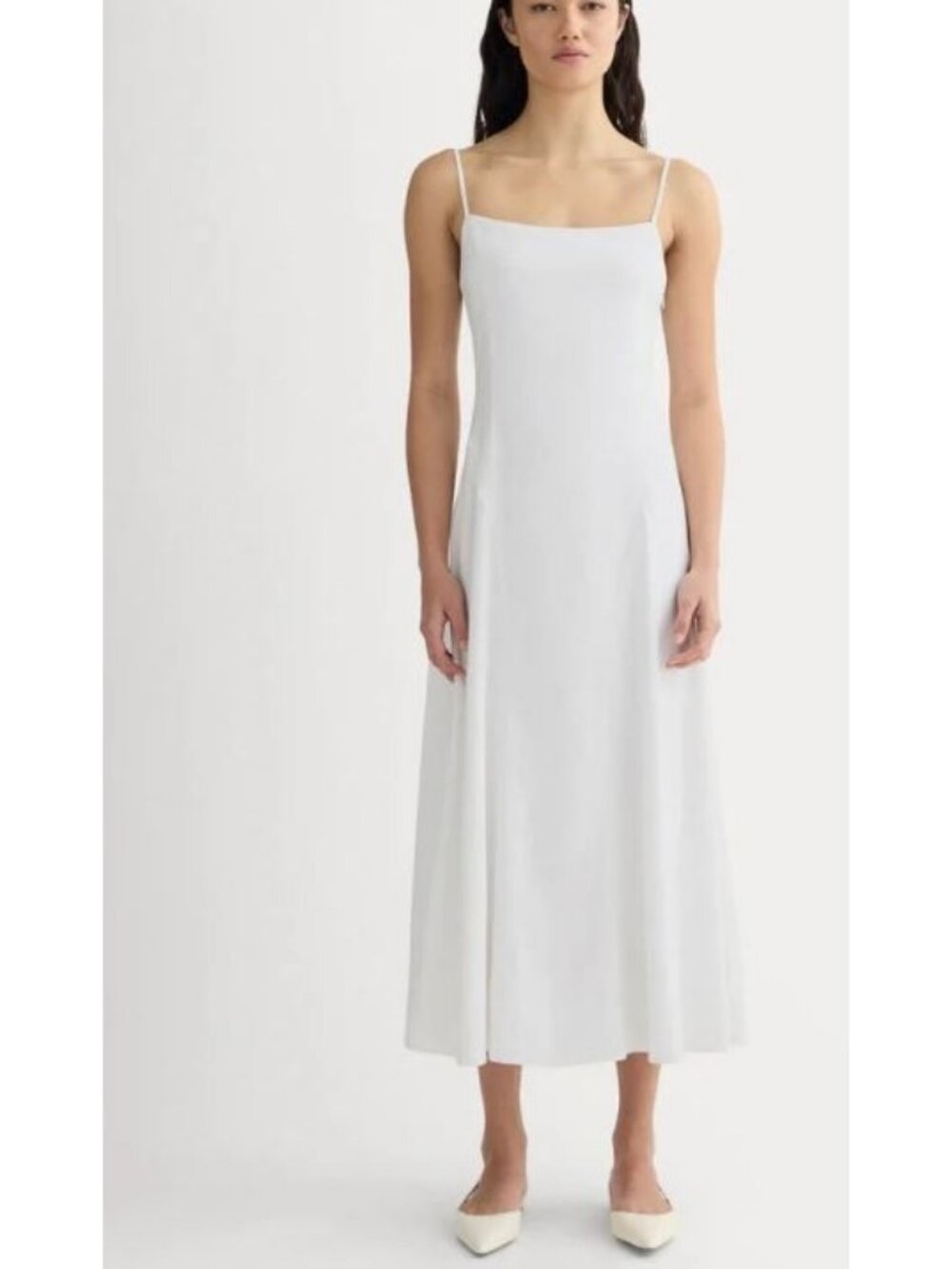 Everlane The Seamed Dress Stretch Linen White Size 16 NWT